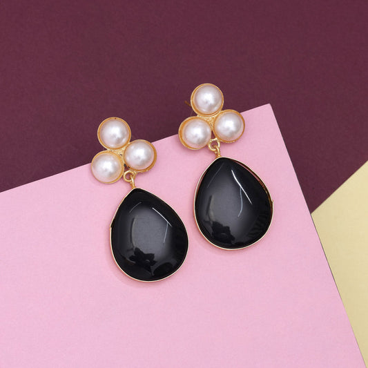 Charcoal Black Color Amrapali Earrings - Preyans.com