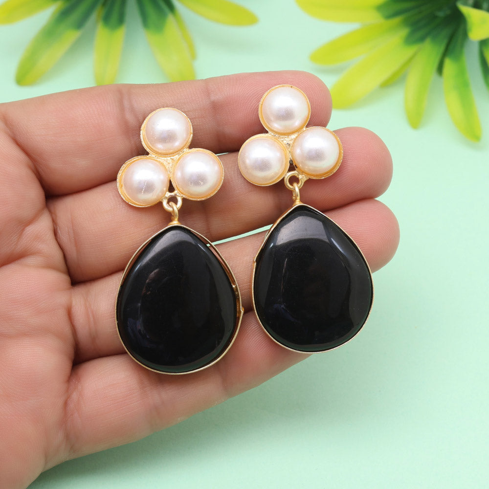 Charcoal Black Color Amrapali Earrings - Preyans.com