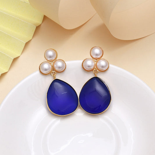 Sapphire Blue Color Amrapali Earrings - Preyans.com