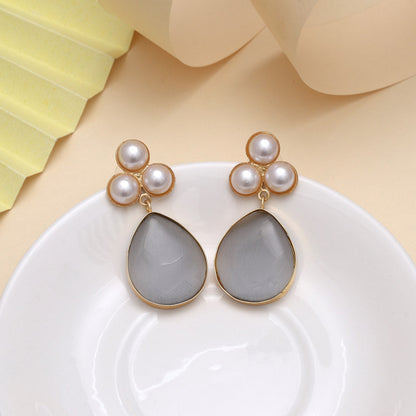 Ash Grey Color Amrapali Earrings - Preyans.com