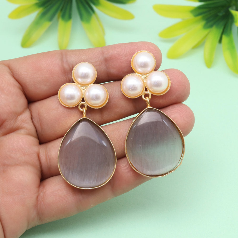 Ash Grey Color Amrapali Earrings - Preyans.com