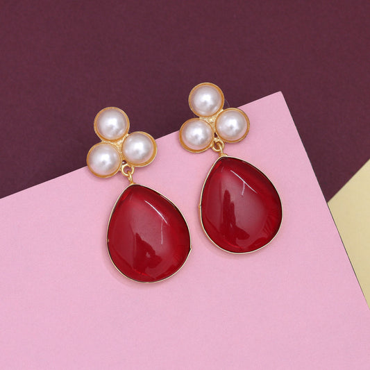 Deep Maroon Color Amrapali Earrings - Preyans.com