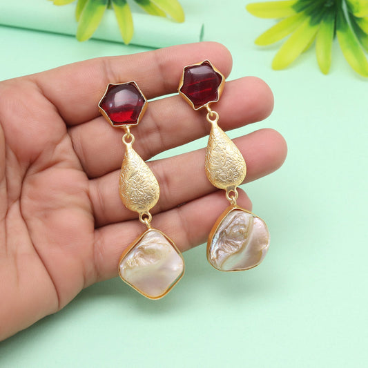 Wine Maroon Color Amrapali Earrings - Preyans.com