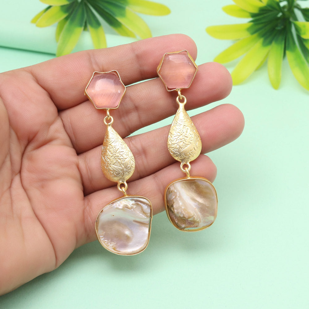 Rosy Pink Color Amrapali Earrings - Preyans.com