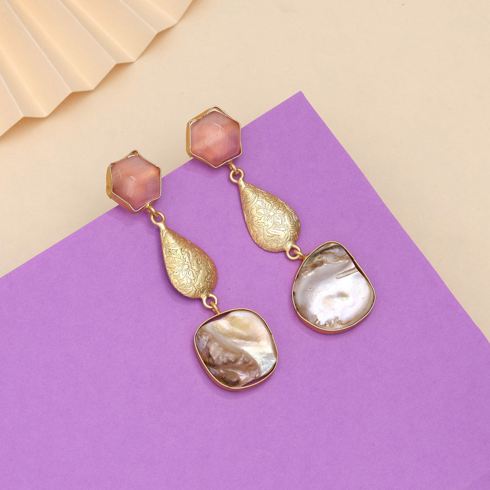 Rosy Pink Color Amrapali Earrings - Preyans.com