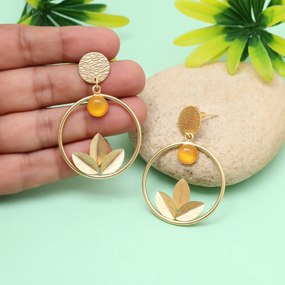 Sunlit Yellow Color Amrapali Earrings - Preyans.com