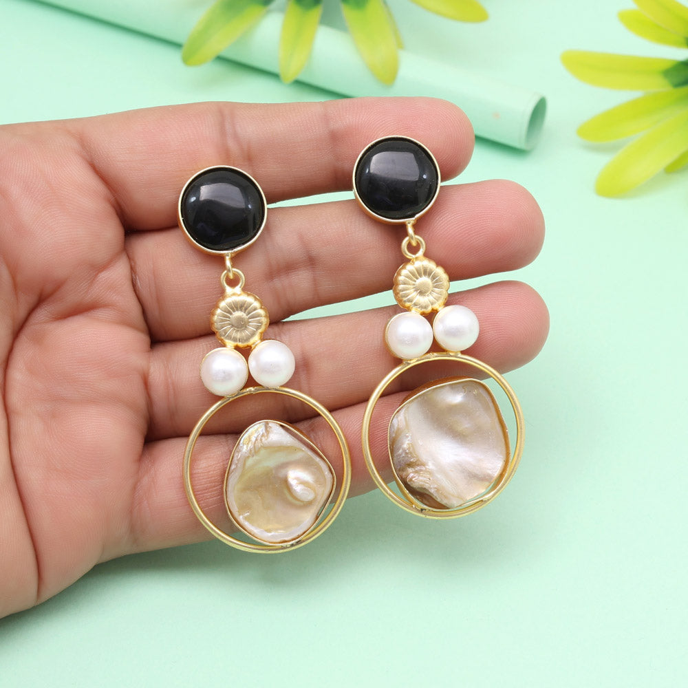 Matte Black Color Amrapali Earrings - Preyans.com