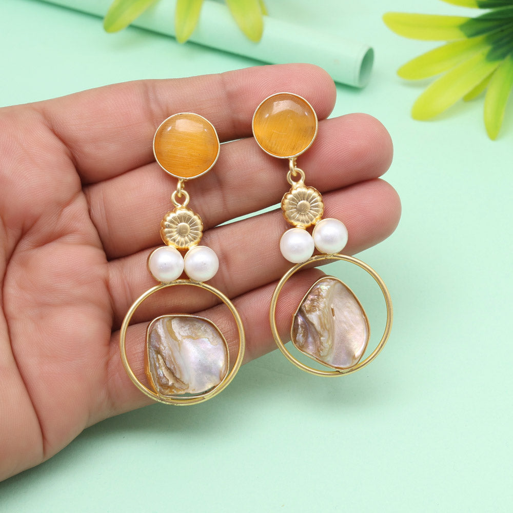 Soft Mustard Yellow Color Amrapali Earrings - Preyans.com