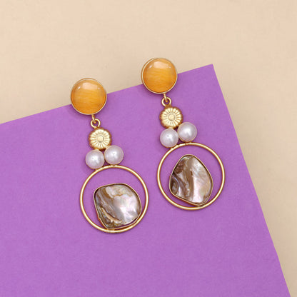Soft Mustard Yellow Color Amrapali Earrings - Preyans.com