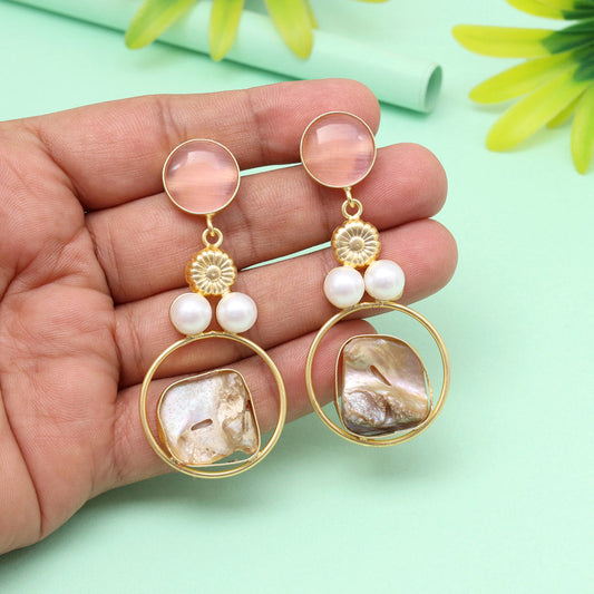 Flamingo Pink Color Amrapali Earrings - Preyans.com