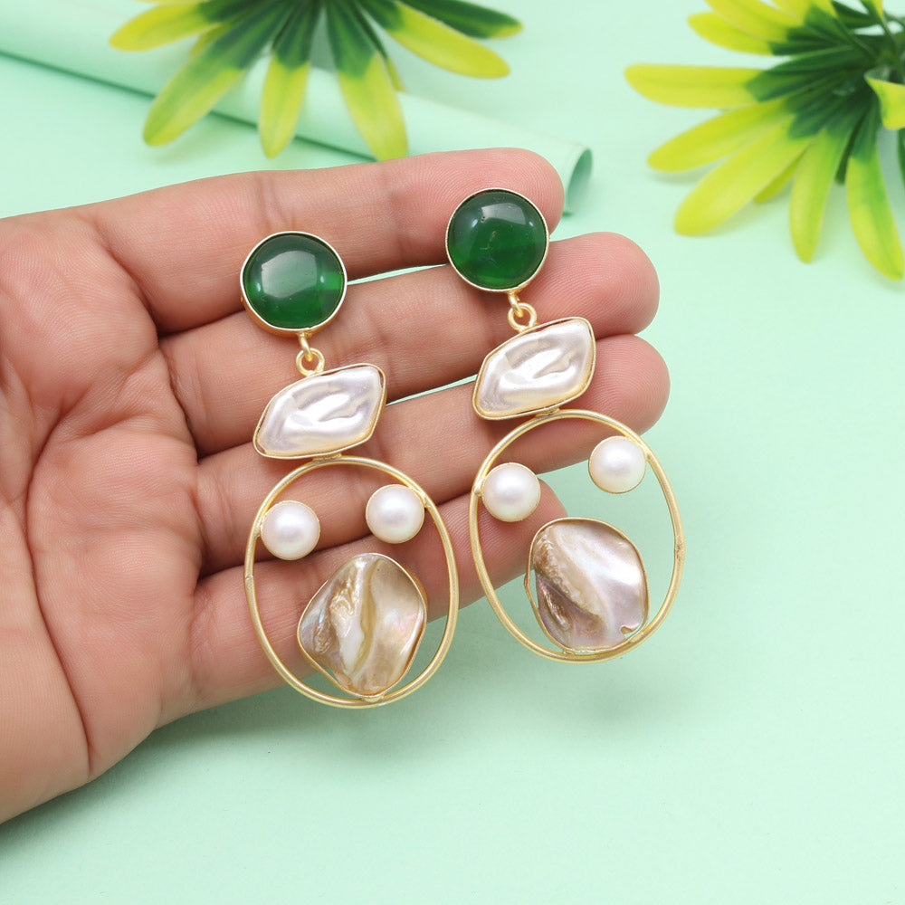 Moss Green Color Amrapali Earrings - Preyans.com