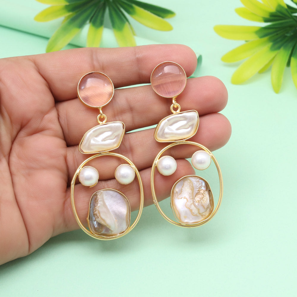 Rose Pink Color Amrapali Earrings - Preyans.com