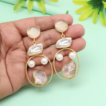 Bright Pearl White Color Amrapali Earrings - Preyans.com
