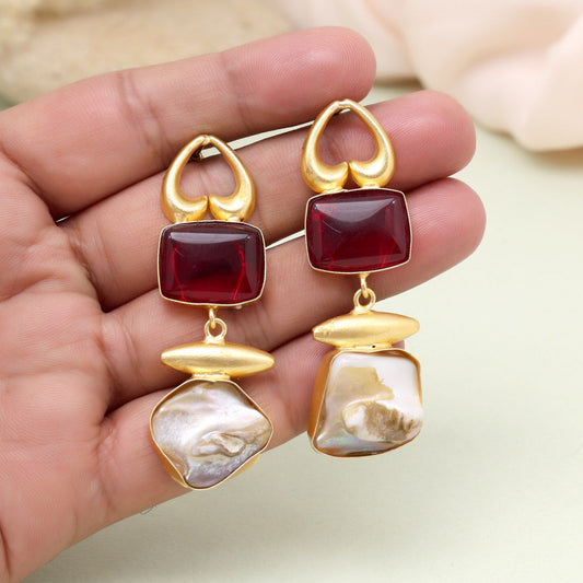 Royal Maroon Color Amrapali Earrings - Preyans.com