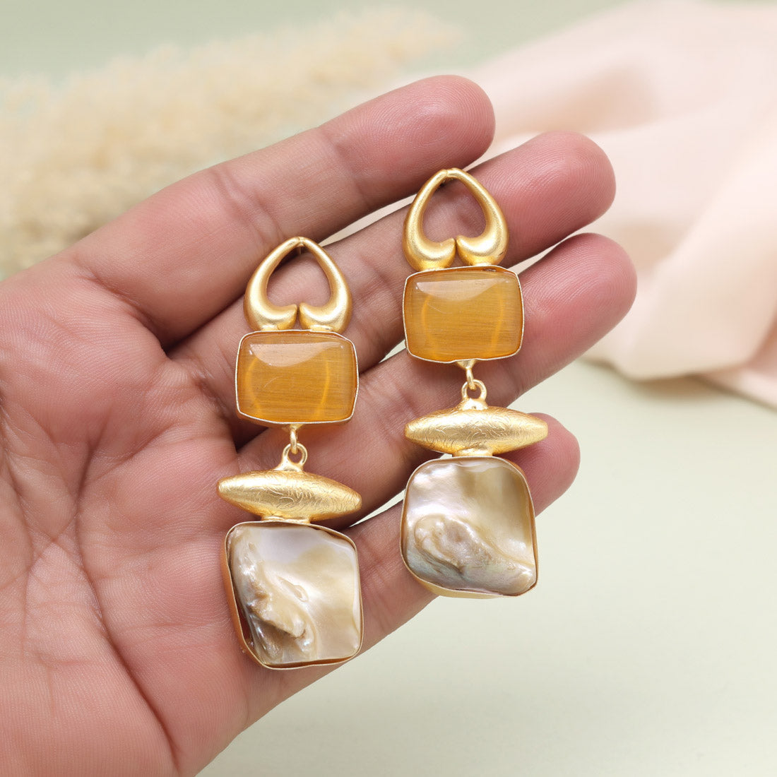 Bold Mustard Yellow Color Amrapali Earrings - Preyans.com