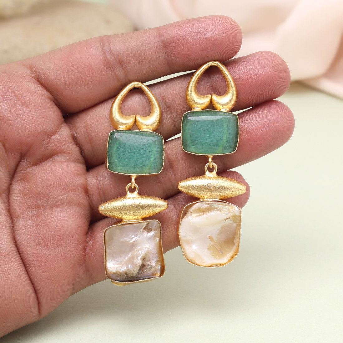 Fresh Pista Green Color Amrapali Earrings - Preyans.com