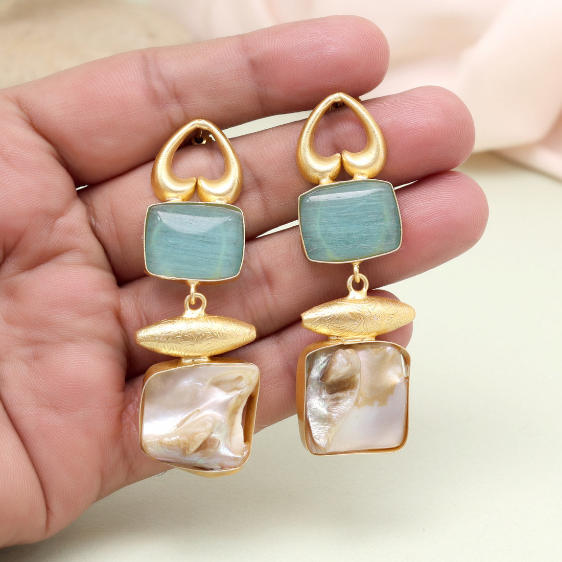 Soothing Sky Blue Color Amrapali Earrings - Preyans.com