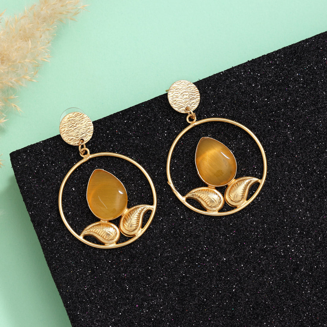 Vibrant Mustard Yellow Color Amrapali Earrings - Preyans.com