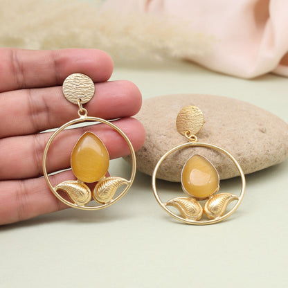 Vibrant Mustard Yellow Color Amrapali Earrings - Preyans.com