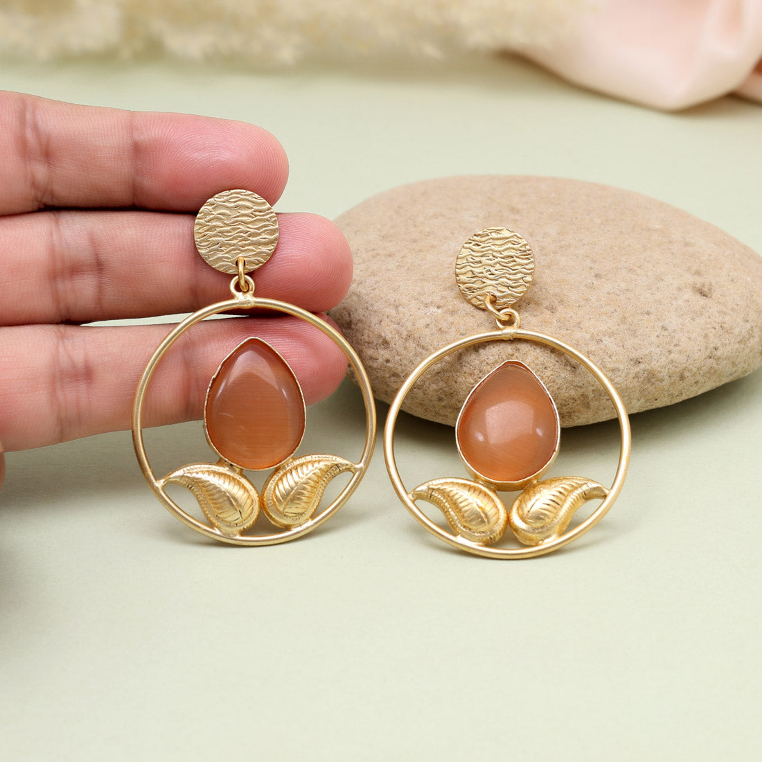 Bright Orange Color Amrapali Earrings - Preyans.com