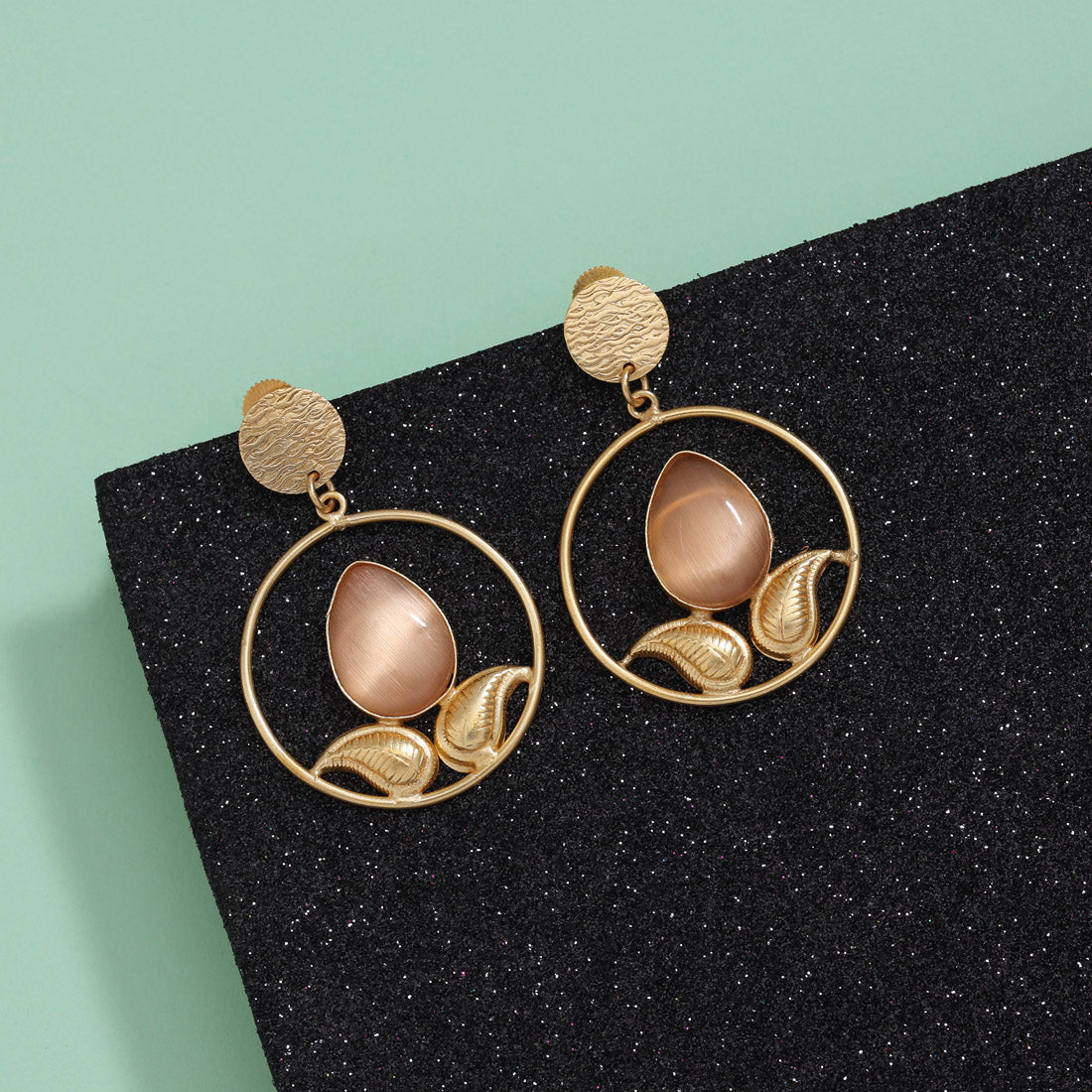 Delicate Peach Color Amrapali Earrings - Preyans.com