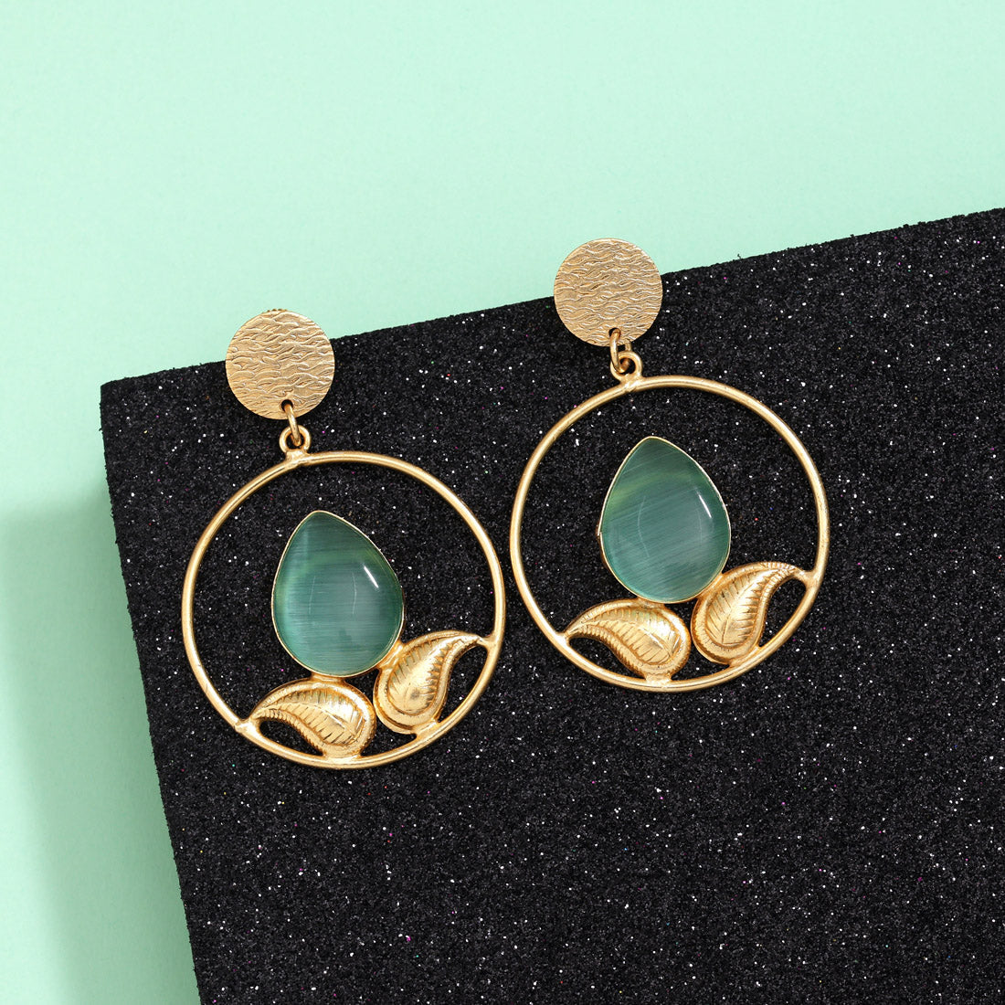 Light Pista Green Color Amrapali Earrings - Preyans.com