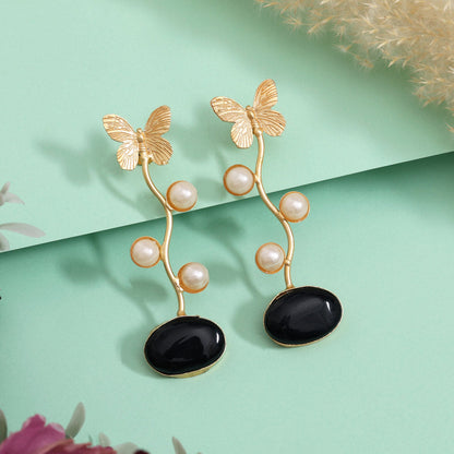 Intense Black Color Amrapali Earrings - Preyans.com