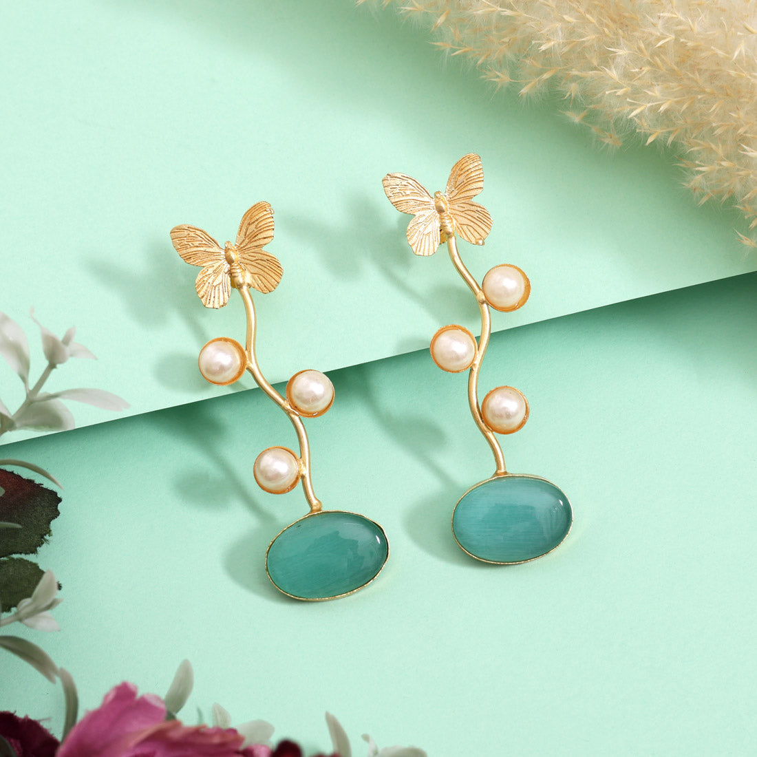 Earthy Pista Green Color Amrapali Earrings - Preyans.com