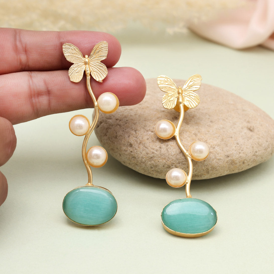 Earthy Pista Green Color Amrapali Earrings - Preyans.com