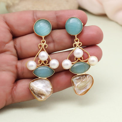 Tranquil Firozi Color Amrapali Earrings - Preyans.com