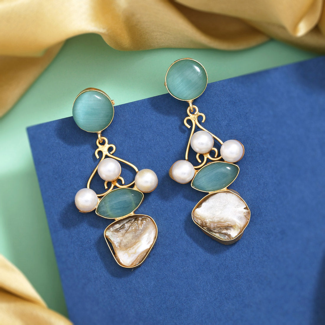 Tranquil Firozi Color Amrapali Earrings - Preyans.com