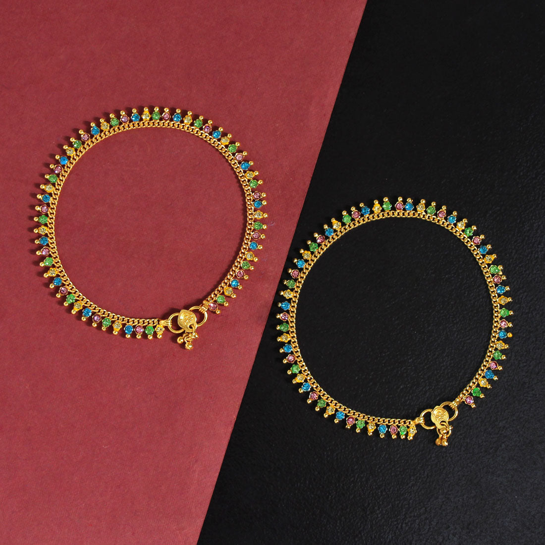 Multi Color Rhinestone Anklets (ANK1006MLT) - preyans.com