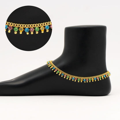 Multi Color Rhinestone Anklets (ANK1006MLT) - preyans.com