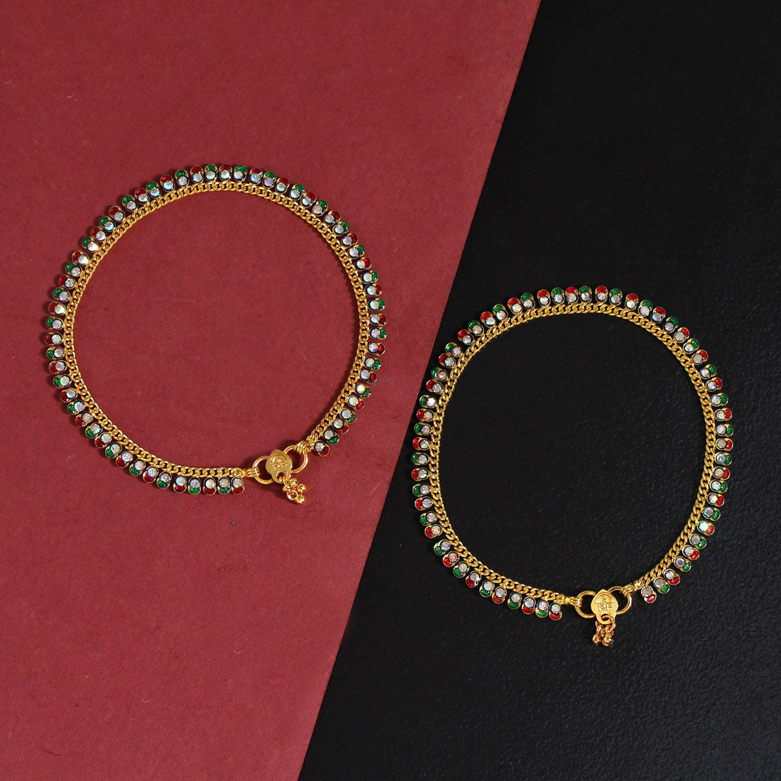 Multi Color Rhinestone Anklets (ANK1011MLT) - preyans.com