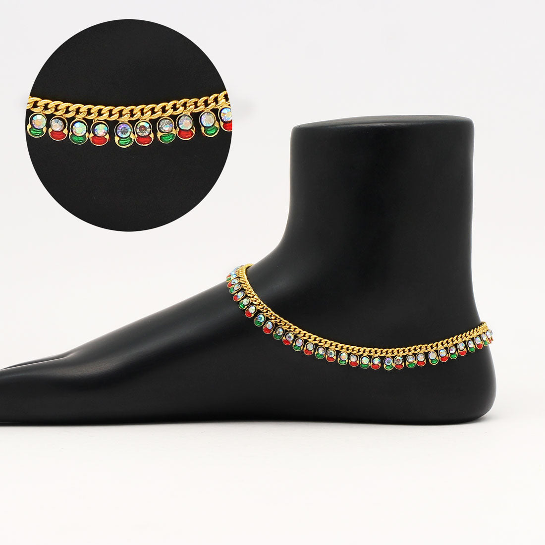 Multi Color Rhinestone Anklets (ANK1011MLT) - preyans.com