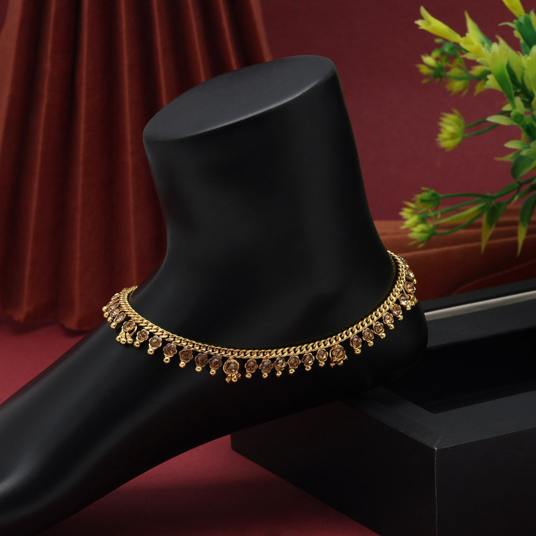 Gold Color Anklets (ANK1073GLD) - preyans.com