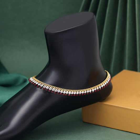 Maroon Color Rhinestone Anklets (ANK1101MRN) - preyans.com