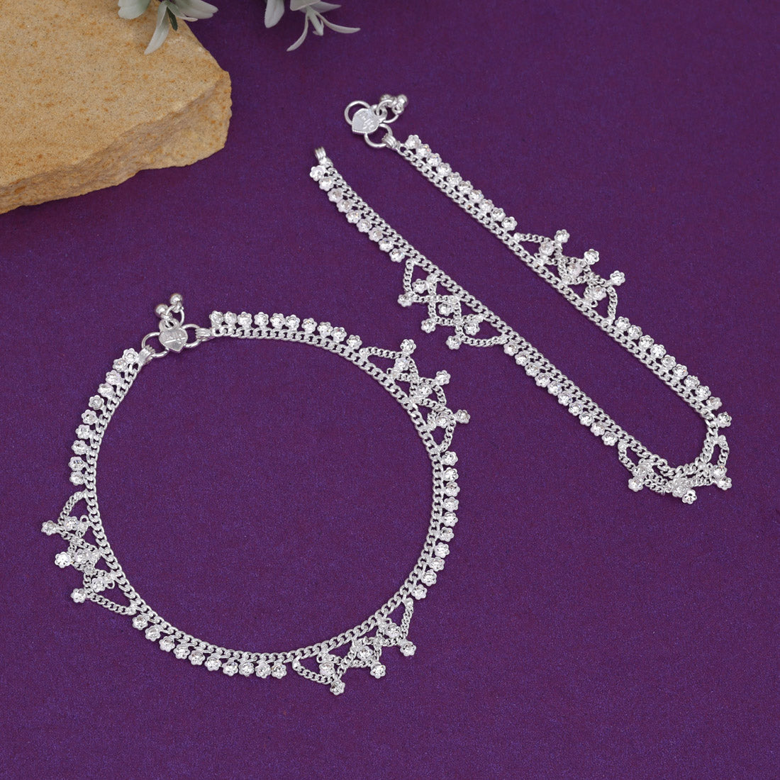 Silver Color Anklets (ANK1137SLV) - preyans.com