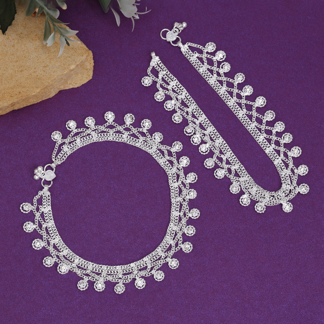 Silver Color Anklets (ANK1144SLV) - preyans.com