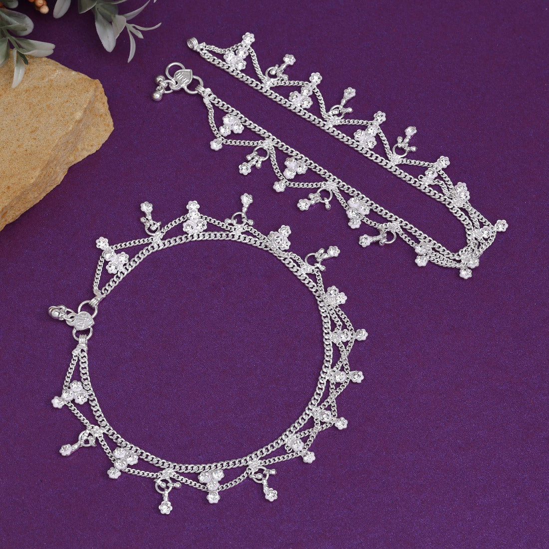 Silver Color Anklets (ANK1146SLV) - preyans.com