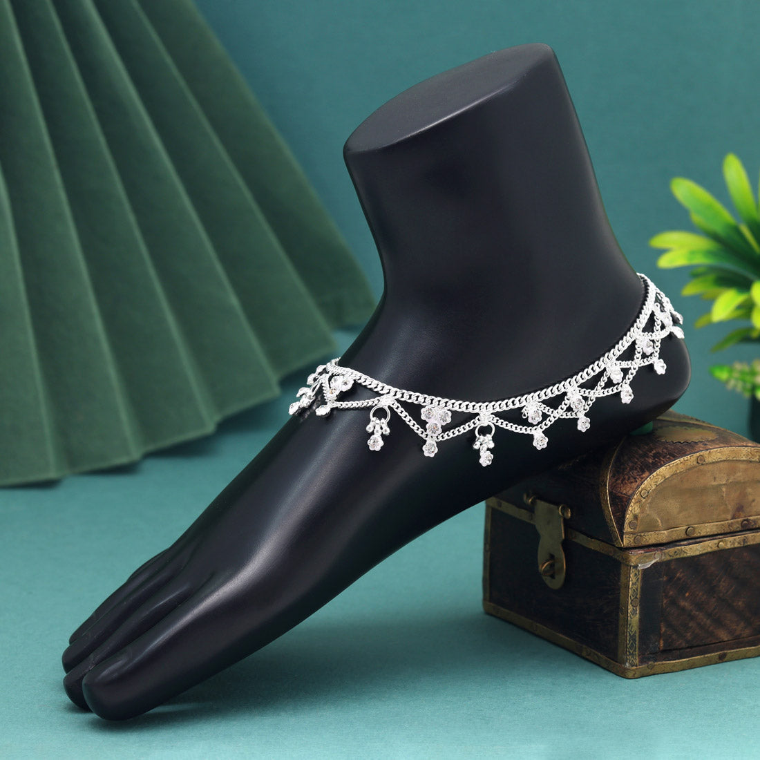 Silver Color Anklets (ANK1146SLV) - preyans.com