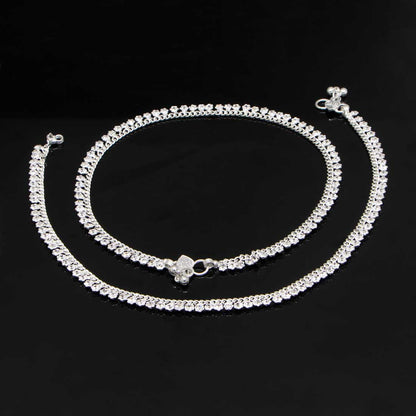 Silver Color Rhinestone Anklets (ANK353SLV) - preyans.com