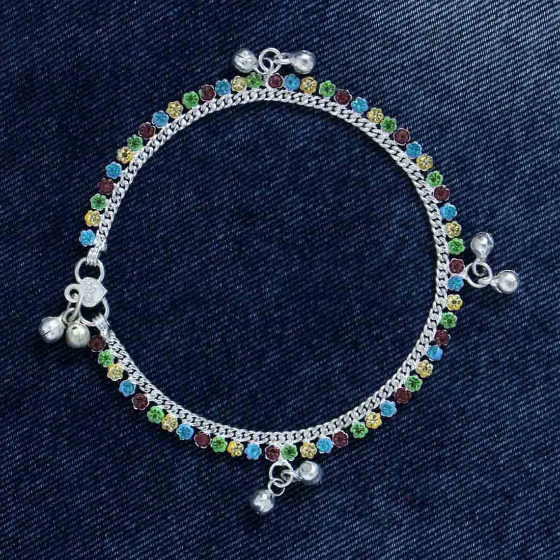 Multi Color Rhinestone Anklets (ANK358MLT) - preyans.com