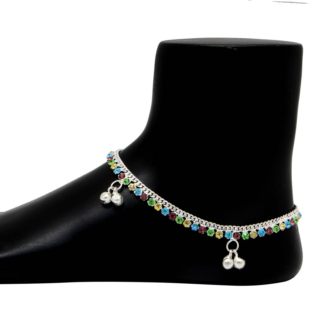 Multi Color Rhinestone Anklets (ANK358MLT) - preyans.com