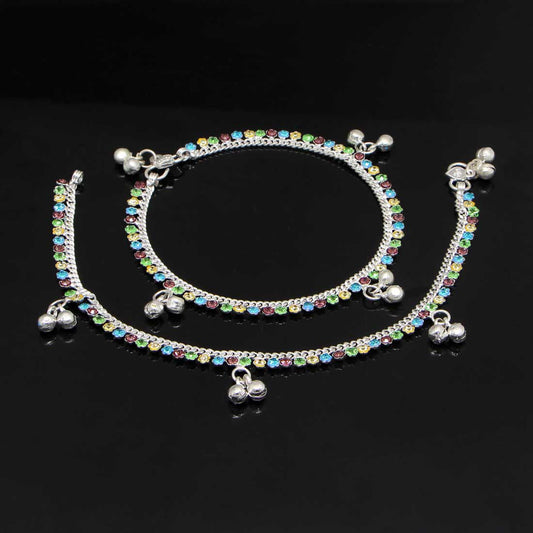 Multi Color Rhinestone Anklets (ANK358MLT) - preyans.com