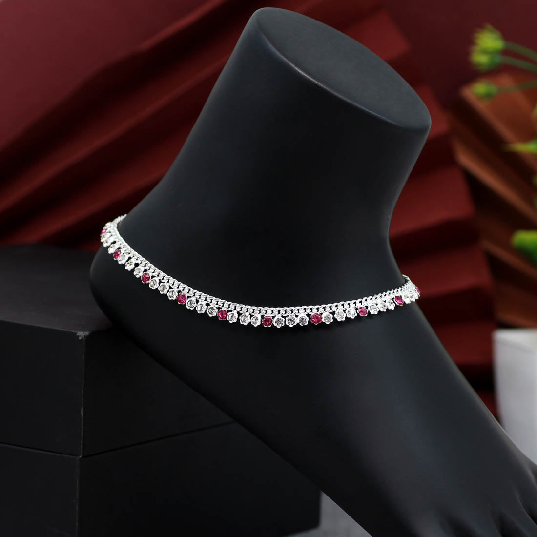 Rani Color Rhinestone Anklets (ANK913RNI) - preyans.com