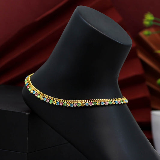 Multi Color Rhinestone Anklets (ANK919MLT) - preyans.com