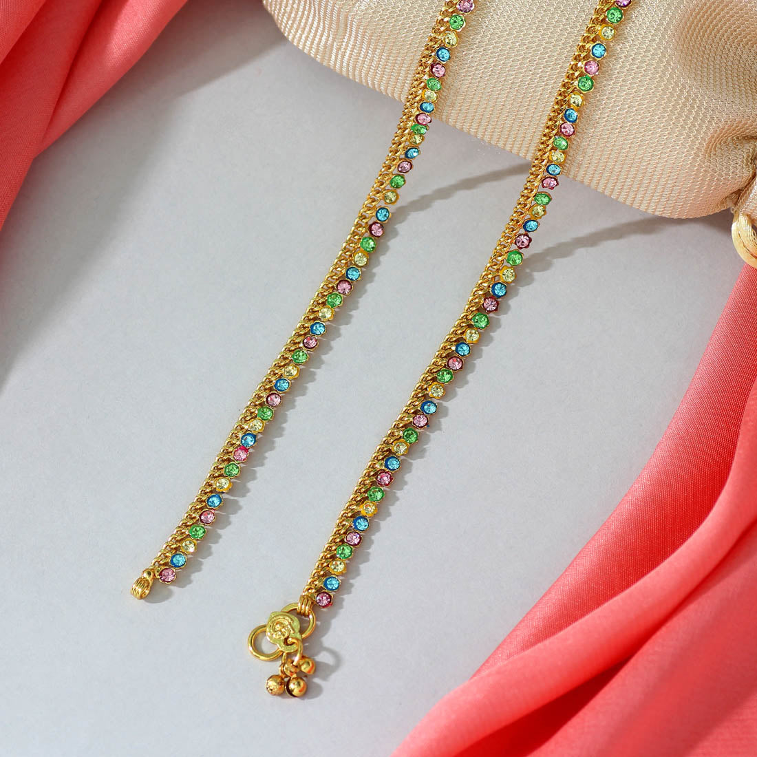 Multi Color Rhinestone Anklets (ANK919MLT) - preyans.com