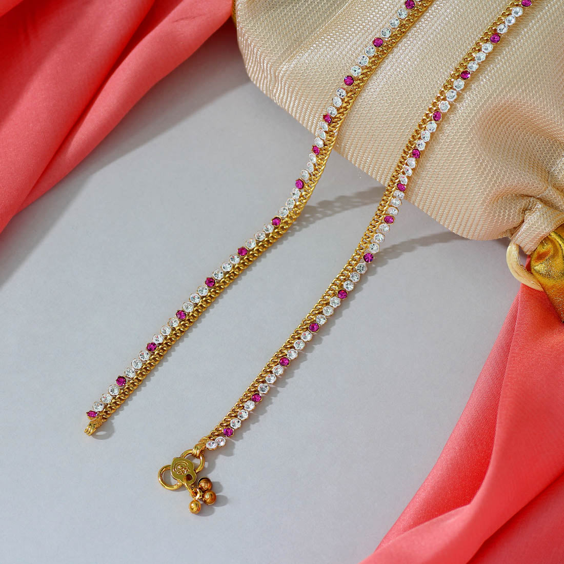 Rani Color Rhinestone Anklets (ANK922RNI) - preyans.com