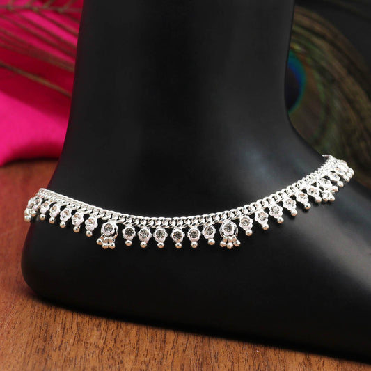 Silver Color Rhinestone Anklets (ANK980SLV) - preyans.com